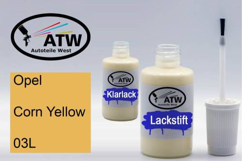 Opel, Corn Yellow, 03L: 20ml Lackstift + 20ml Klarlack - Set, von ATW Autoteile West.